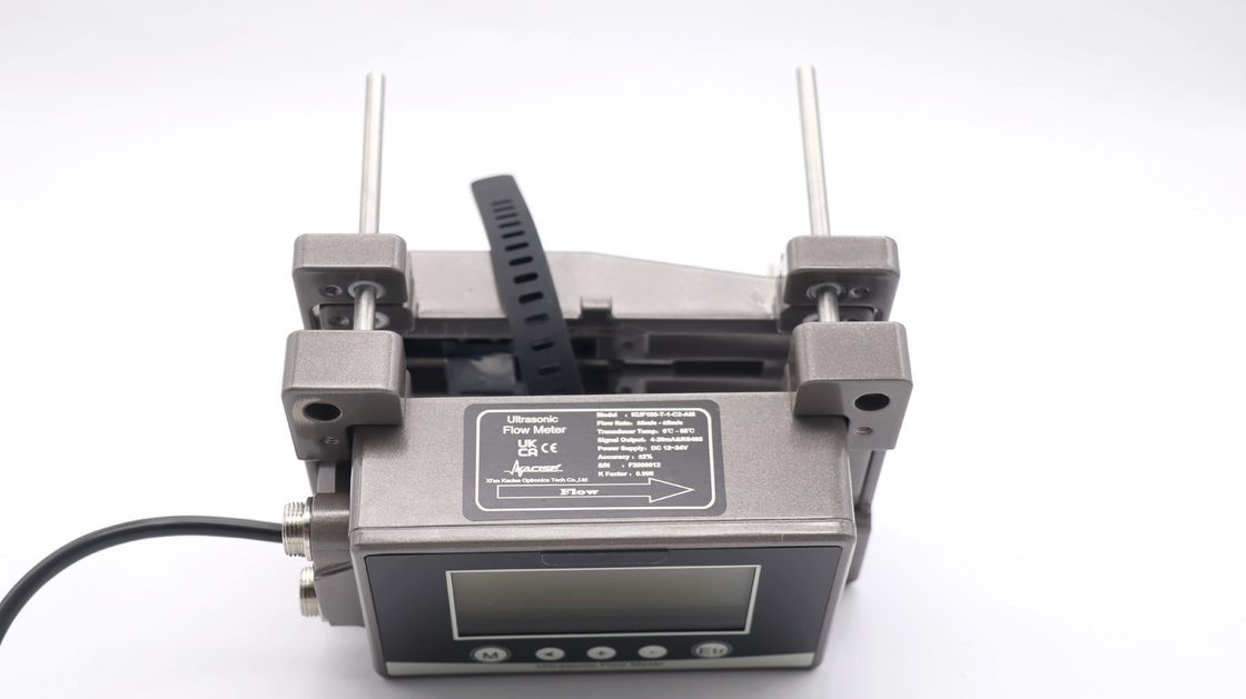 KUF100 Ultrasonic Flow Meter with 4-20mA Output, Industrial Plastic Material, and 256*128 Backlit LCD Display