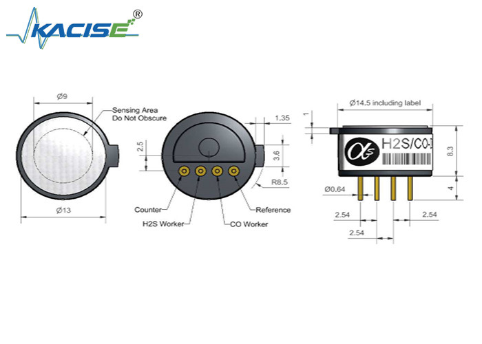 Small Size Dual Sensor for Carbon Monoxide and Hydrogen Sulfide Detection Zero Current ± 6 Linearity 40