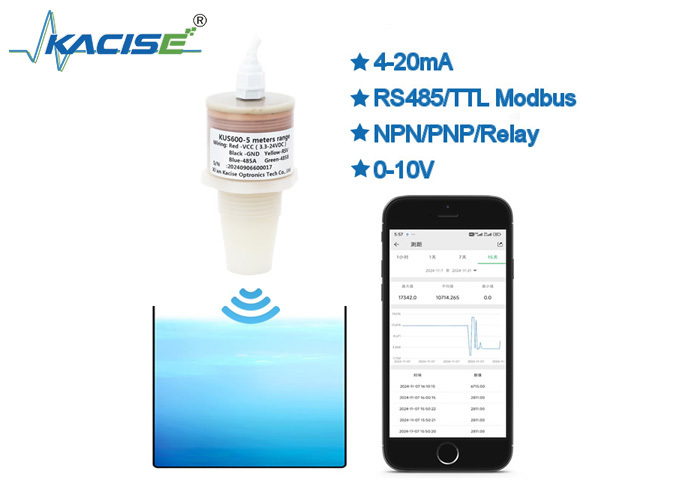 RS485 5m Ultrasonic Water Level Meter Sensor KUS600 5V For Septic Tank