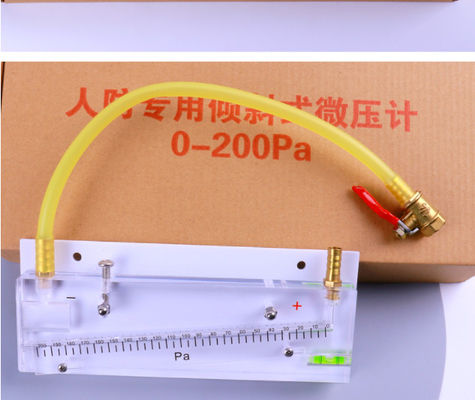 Inclined Tube Manometer Negative Pressure Gauge with 0-200 Pa Range ±0.5% Accuracy for Fire Engineering