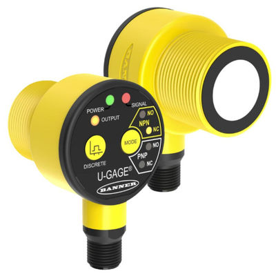 Banner T30UX Series Ultrasonic Sensor with Temperature Compensation 4-20mA Analog Output and IP67 Rating for Industrial Proximity Detection